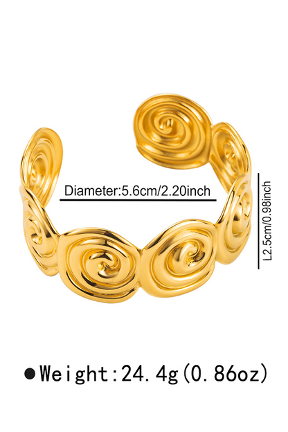 Spiral Design Alloy Open Bracelet Ring Set