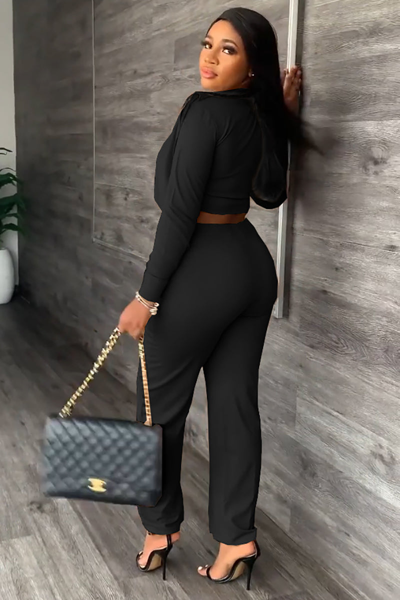 Button Turtleneck Long Sleeve Top Pants Set[Pre Order]