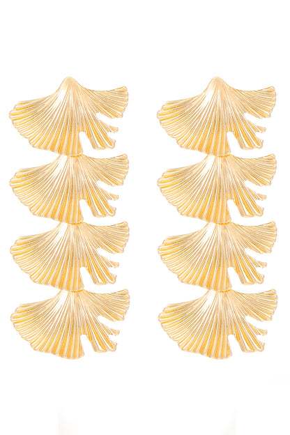 Metallic Sheen Ginkgo Leaf Shaped Fashionable Dangle Earrings