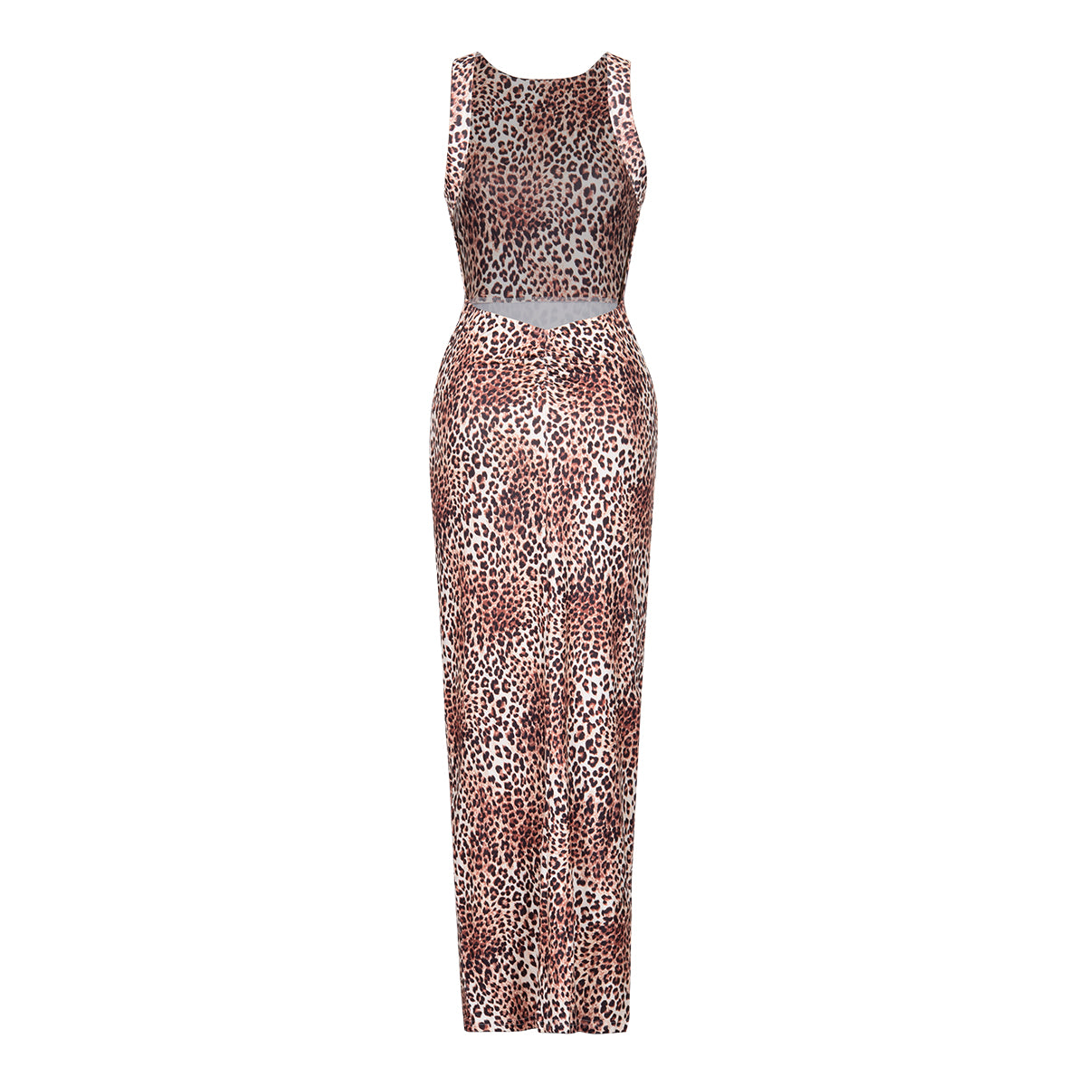 Backless Leopard Print Maxi Dress