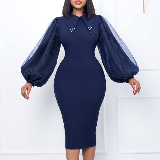 Mesh Stitching Commute Pencil Skirt Dress