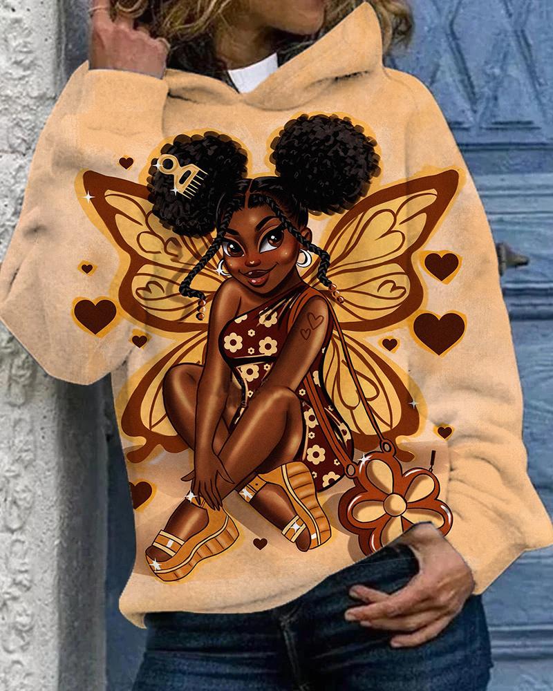 Brown Butterfly Elf Long Sleeves Hoodie