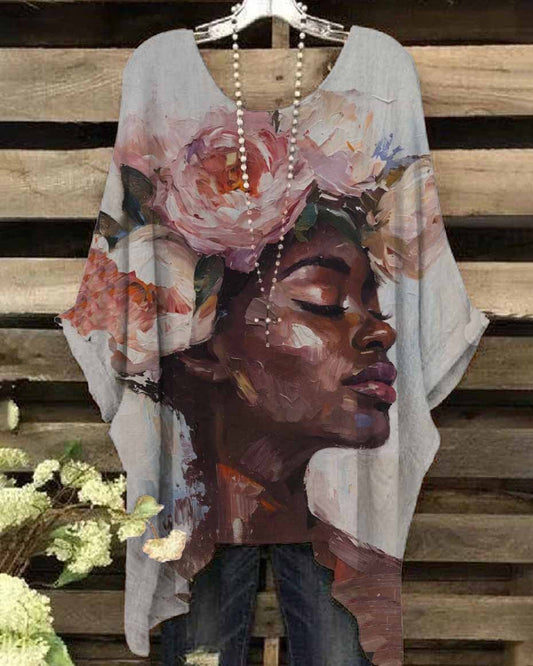 Plant and Flower Headwear Black Girl Blouses