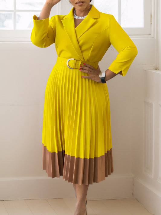Fashion Women's Wear Suit Collar Fashion Ol Elegant Pleated Dress