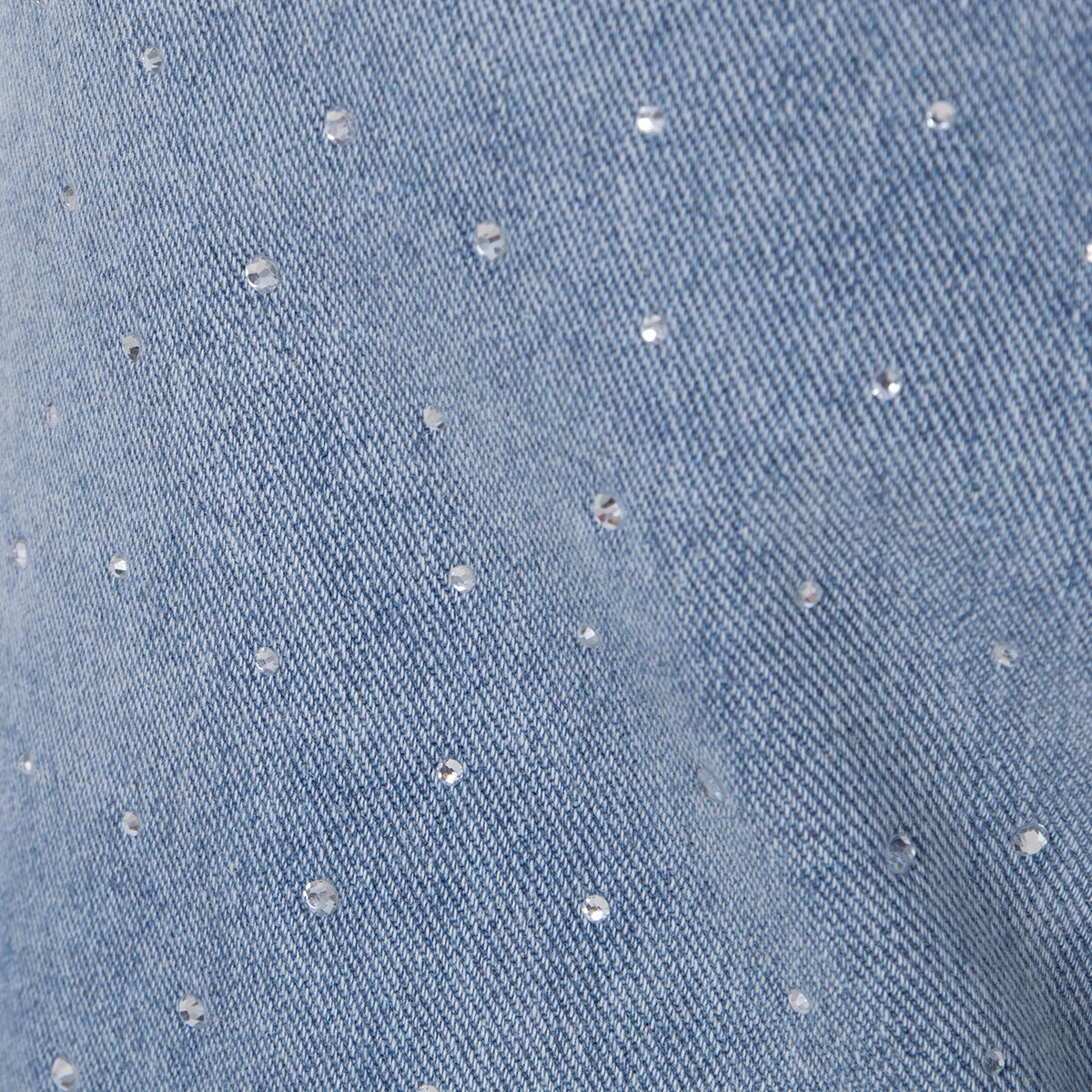 High-Waisted Rhinestone Embellished Side Button Jeans