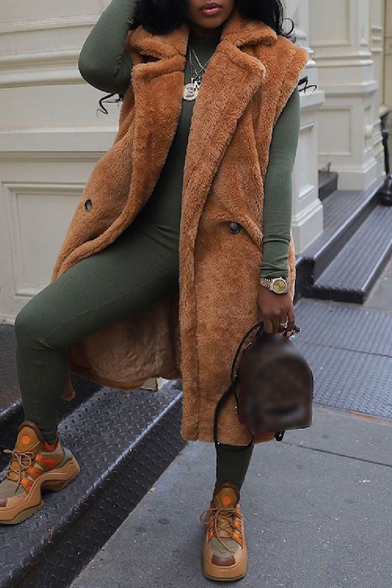 Casual Solid Cardigan Turndown Collar Outerwear