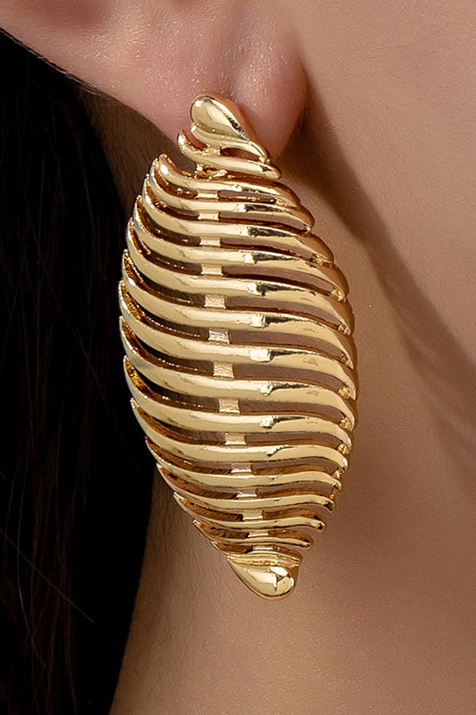 Hollow Out Leaf Shaped Metallic Sheen Dangle Earrings