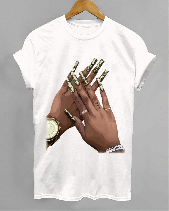 Fashion Metal Hand Printed T-Shirt