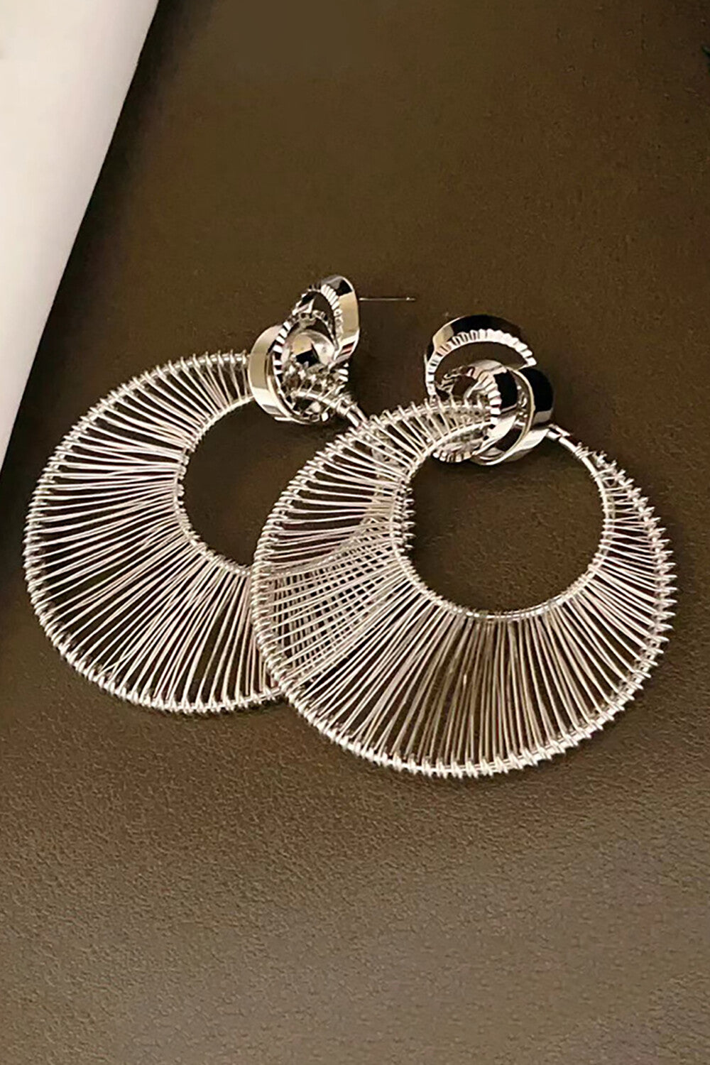 Alloy Cutout O-Ring Pendant Fashionable Dangle Earrings