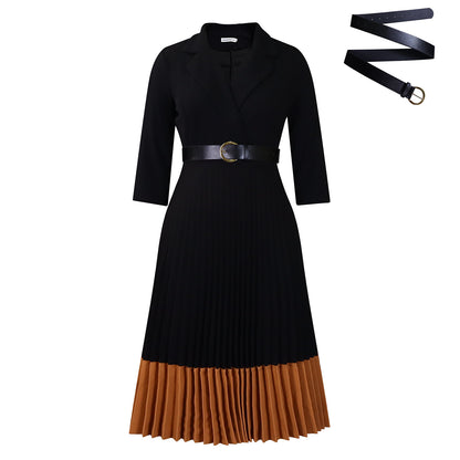 Fashion Women's Wear Suit Collar Fashion Ol Elegant Pleated Dress