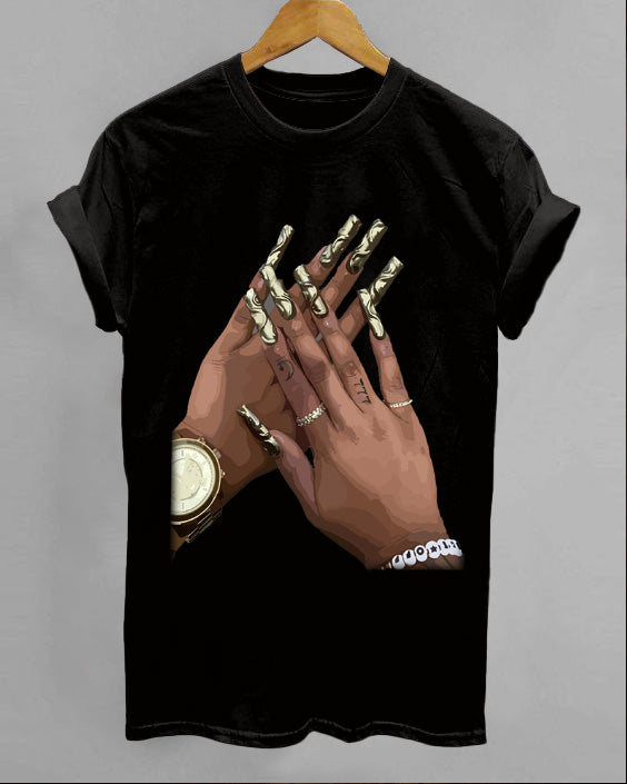 Fashion Metal Hand Printed T-Shirt