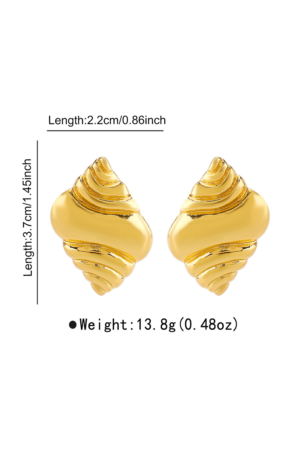 Alloy Conch Design Stud Earrings Rings Necklace Set