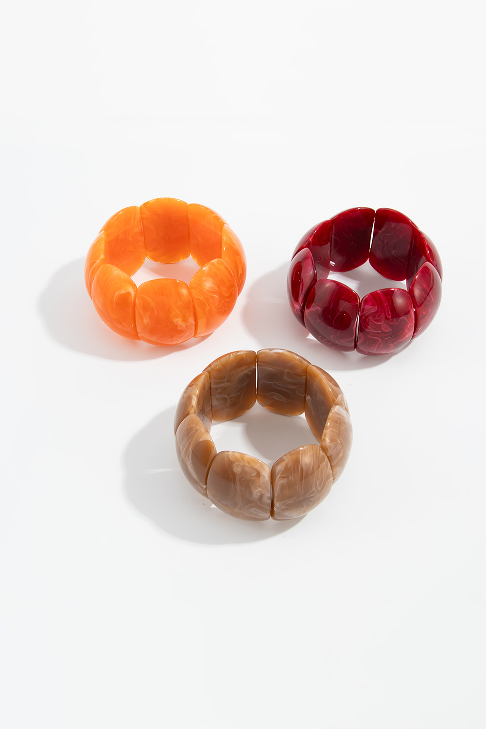 Marble Print Halloween Style Pumpkin Shape Resin Wide Bracelet