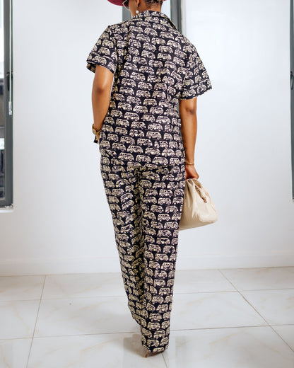 Women's Casual Print Pants+Tops Two-Piece Set