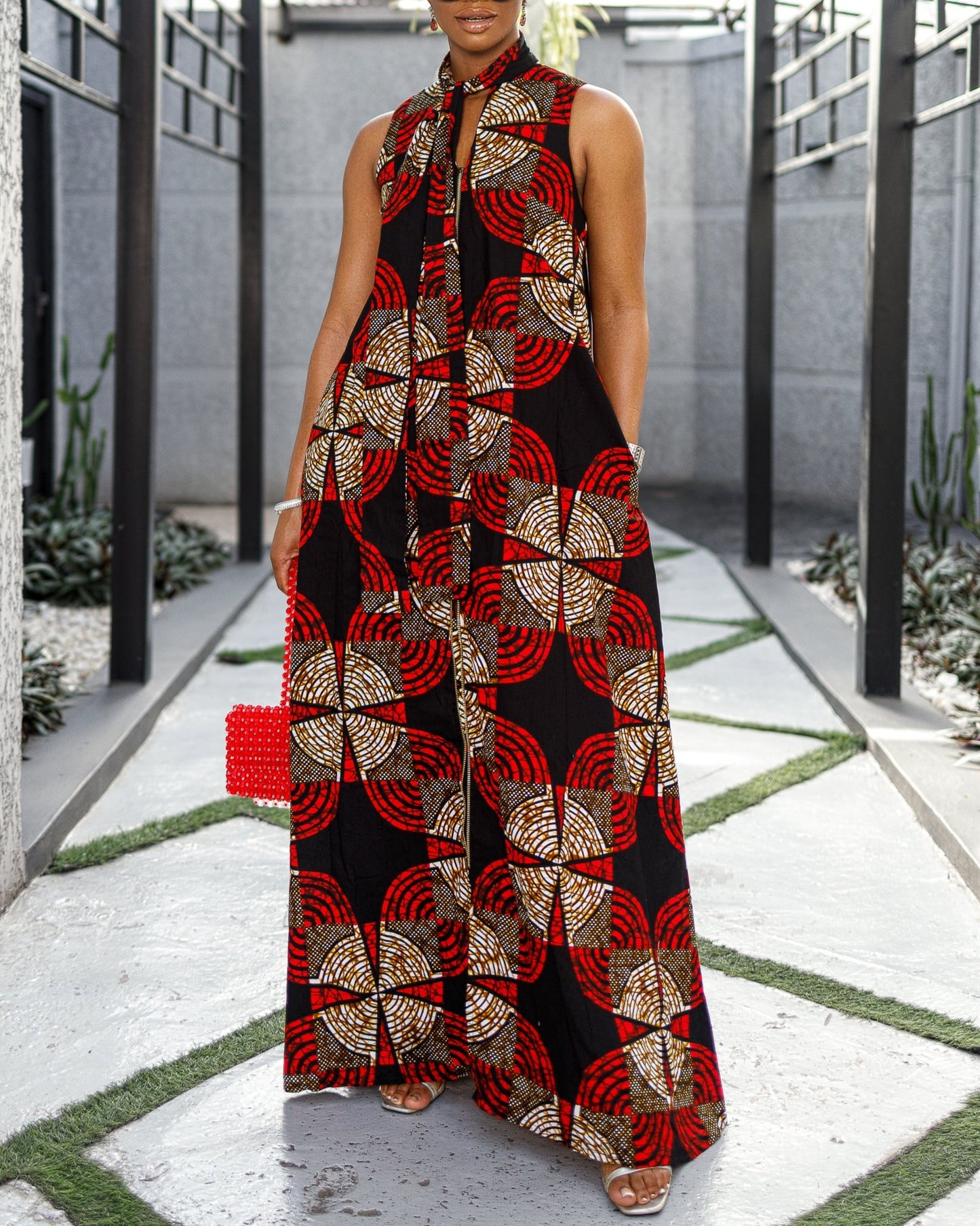 Women's Casual Print Sleeveless Maxi Dress