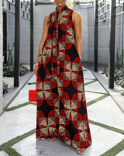 Women's Casual Print Sleeveless Maxi Dress