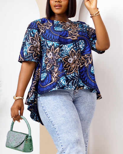 Women's Print Back Zipper Casual Shirt