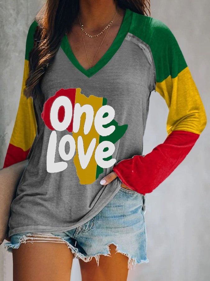 Women's One Love Colorful Colorblock T-Shirt