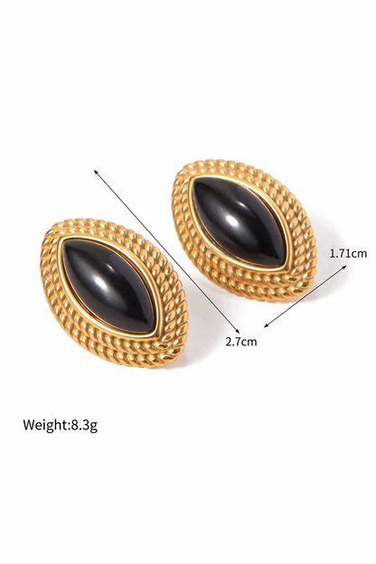 Alloy Spiral Trim Fashionable Oval Stud Earrings