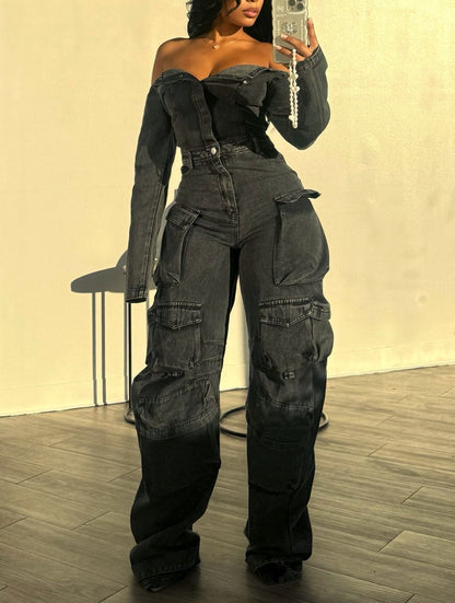 Ultimate Denim Off Shoulder Jumpsuit(⏰Free Shipping)