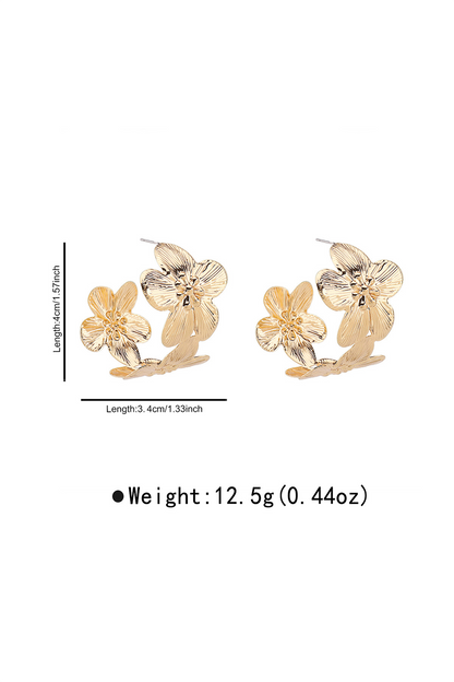 Alloy Flower Design Fashionable C-Shaped Hoop Earrings