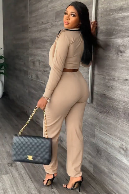 Button Turtleneck Long Sleeve Top Pants Set[Pre Order]