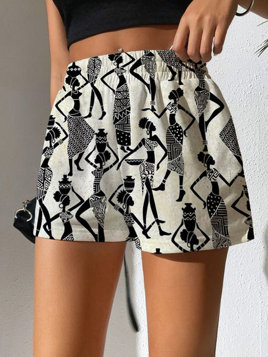 Women's African Woman Dance Celebrations Art Printed Shorts