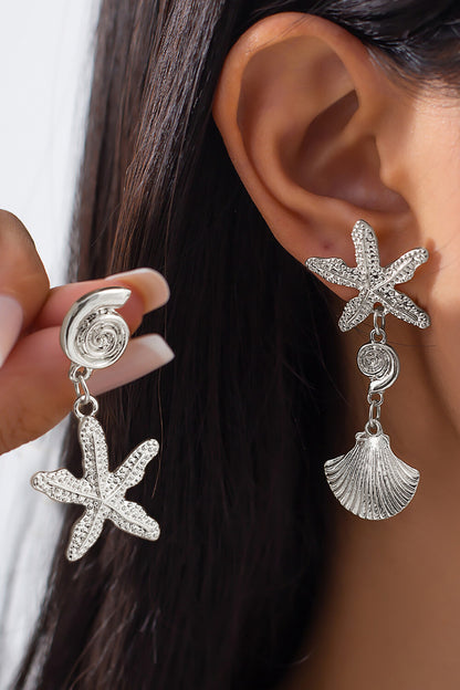 Alloy Starfish Design Vacation Oversize Stud Earrings