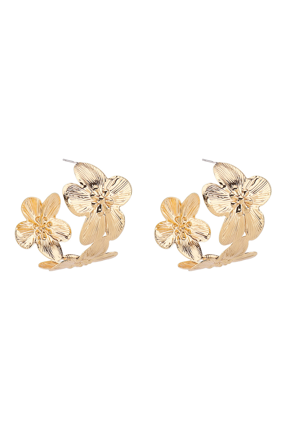 Alloy Flower Design Fashionable C-Shaped Hoop Earrings