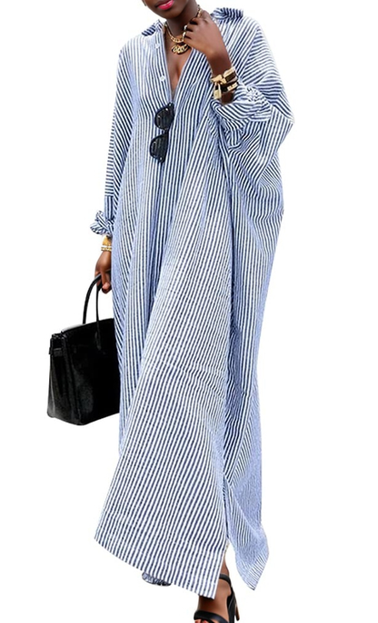 Pink Loose Casual Shirt Dress