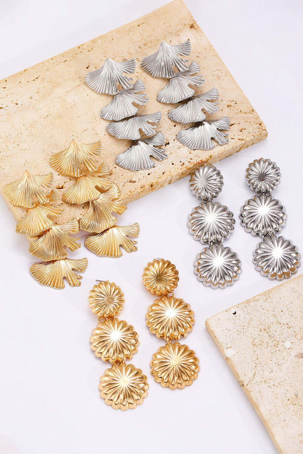 Metallic Sheen Ginkgo Leaf Shaped Fashionable Dangle Earrings