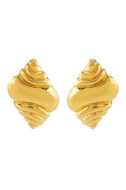 Alloy Conch Design Stud Earrings Rings Necklace Set