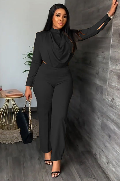 Button Turtleneck Long Sleeve Top Pants Set[Pre Order]