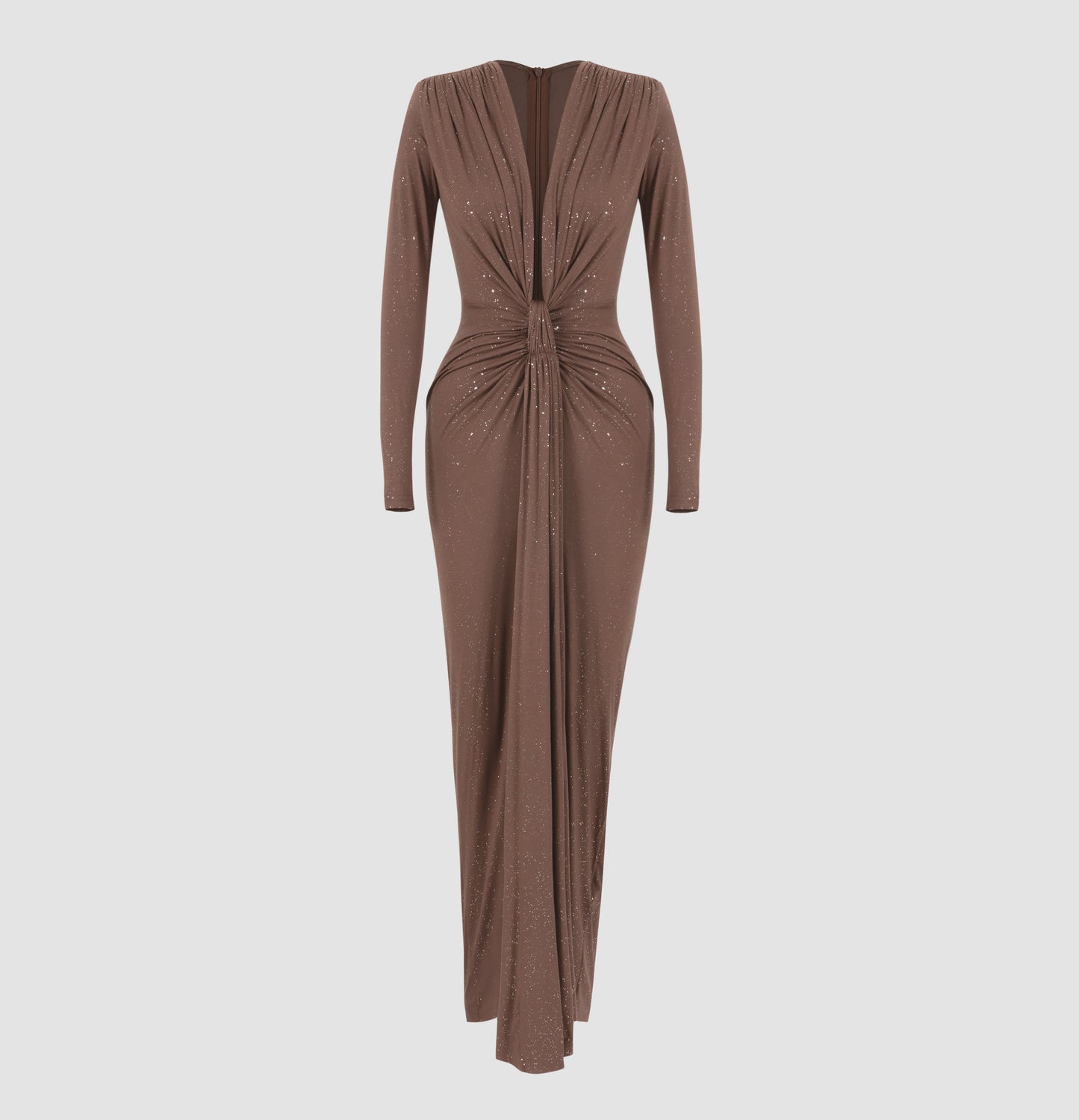 Deep V Long-sleeved Sequin Pleated Dress