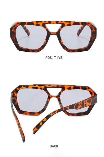 Light Gray Lens Flame Print Irregular Frame Outdoor Sunglasses