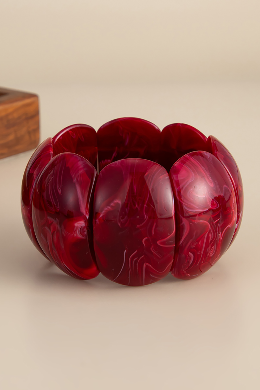 Marble Print Halloween Style Pumpkin Shape Resin Wide Bracelet