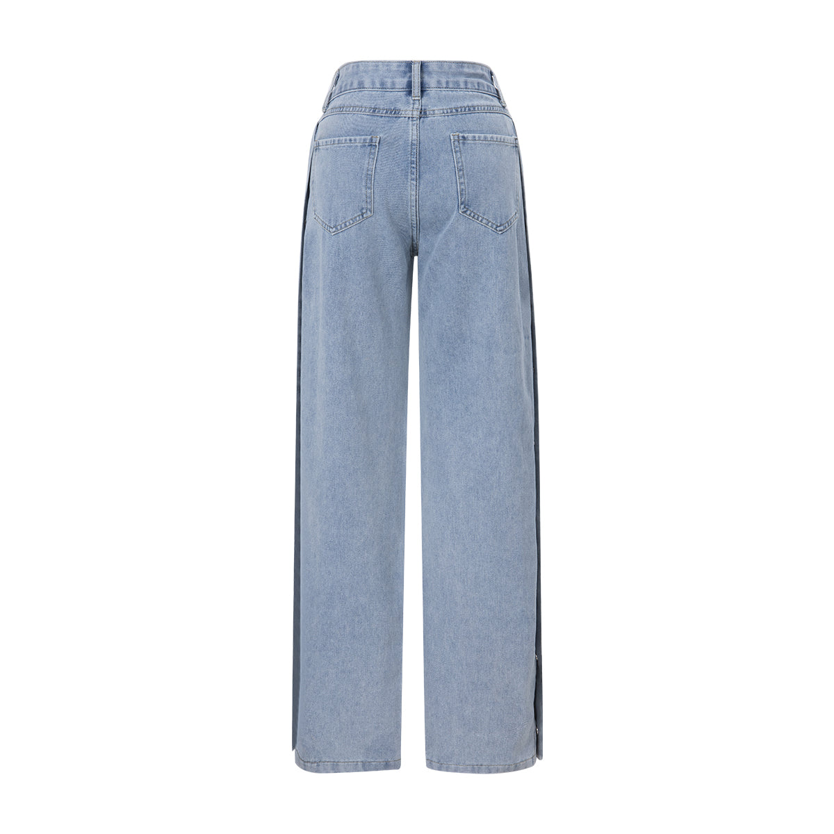 High-Waisted Rhinestone Embellished Side Button Jeans