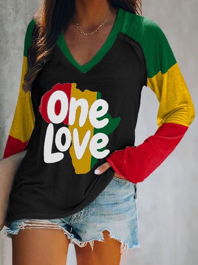 Women's One Love Colorful Colorblock T-Shirt