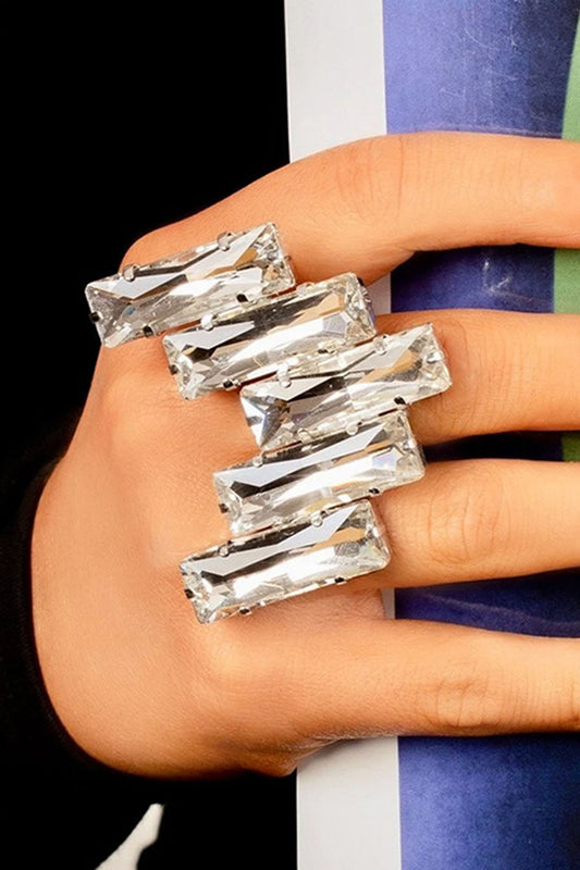 Geometric Shaped Rhinestone Decor Fashionable Rings