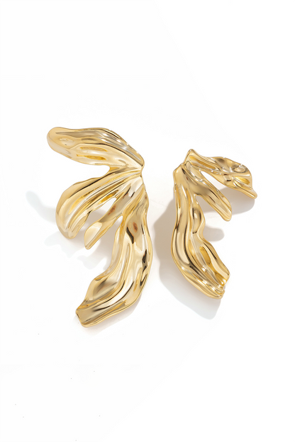 Alloy Oversize Half Flower Design Fashionable Stud Earrings