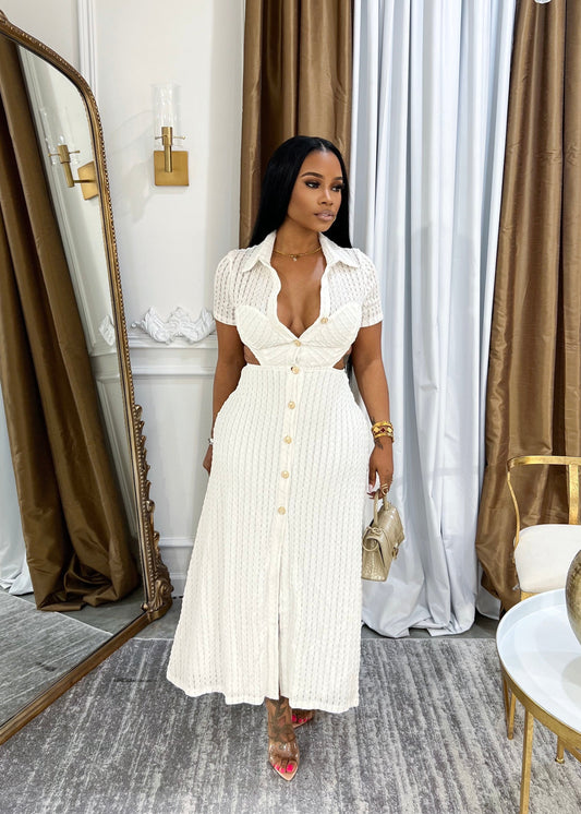 Women's Casual V Neck Midi Dress