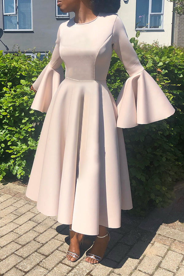 Elegant Trumpet Sleeve A-line Dress