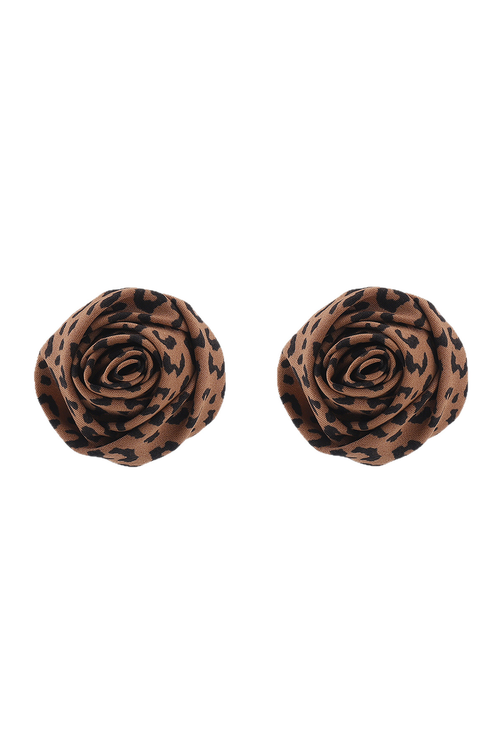 Leopard Print Rose Design Oversize Stud Earrings