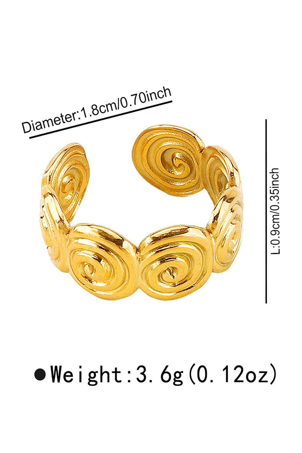 Spiral Design Alloy Open Bracelet Ring Set