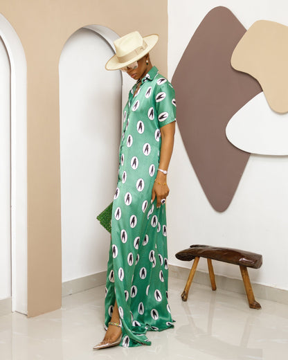 Women's Print Short Sleeve Kaftan Maxi Dress