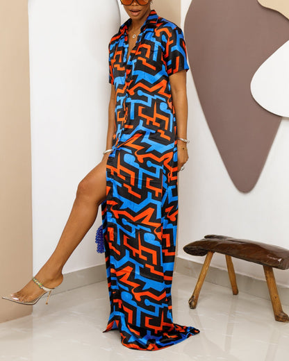 Women's Casual Print Kaftan Maxi Dress