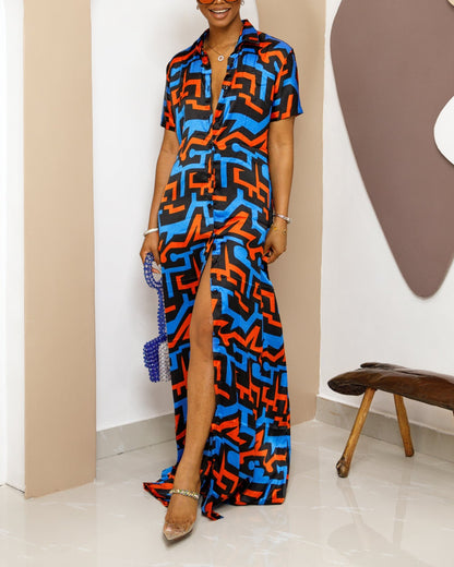 Women's Casual Print Kaftan Maxi Dress