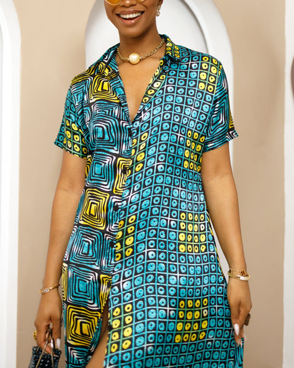 Women's Casual Print Kaftan Maxi Dress