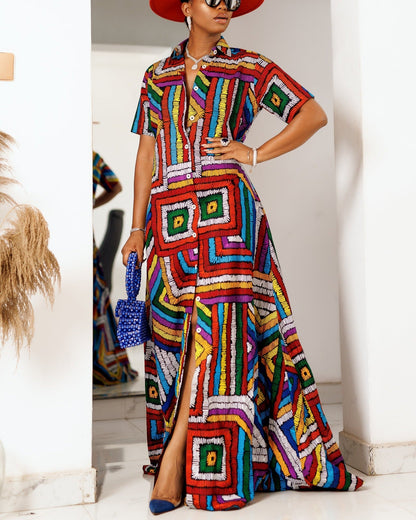Women's Casual Print Kaftan Maxi Dress