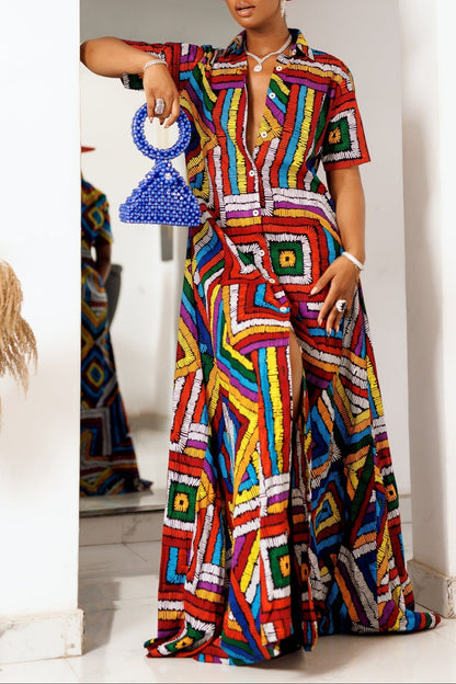 Women's Casual Print Kaftan Maxi Dress